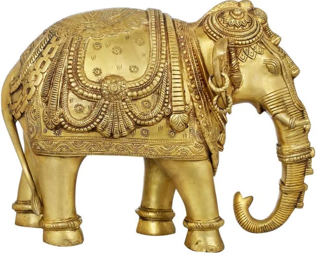 Decorative Elephant/Hathi Brass Idol for Positive Energy and Tranquility (2 CM)