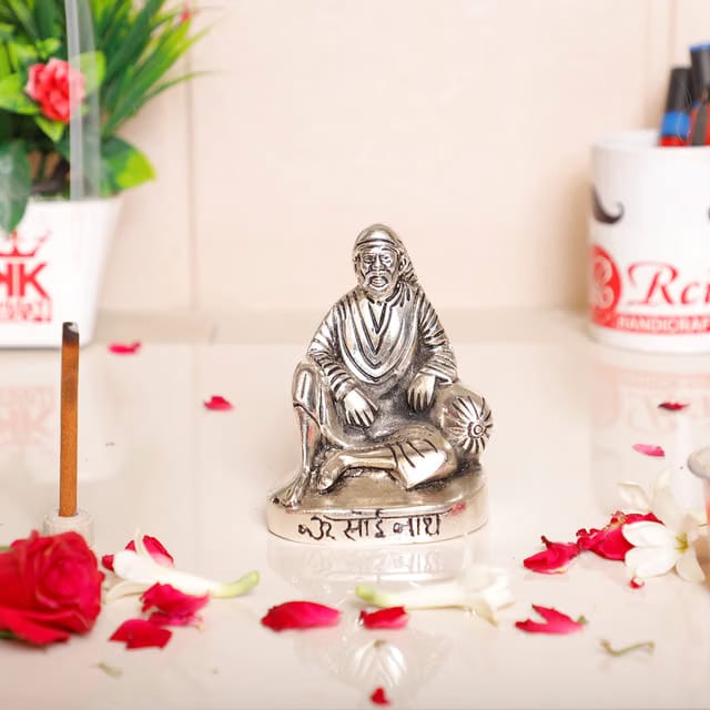 Shirdi Sai Baba Metal Statue,Sai Baba Idol Murti for Car Dashboard & Home,Office Decorative Showpiece