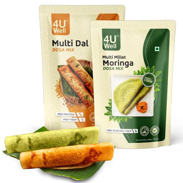 4UWell Instant Multi Dal Dosa Mix+ Multi Millet Moringa Dosa Mix Combo