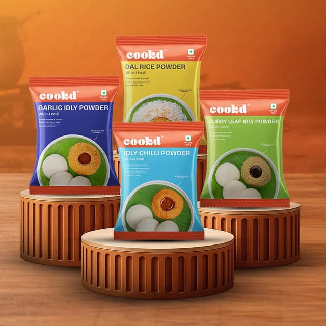 Cookd South Indian Idly Podi Gun Powder for Idli & Dosa, All 4 Podis Pack