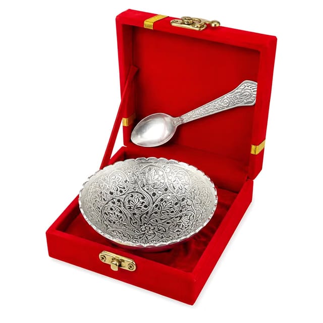 German Silver Bowl with Spoon