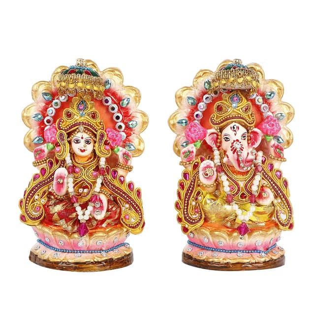 KSI Laxmi Ganesh Eco-Friendly Murti,Idol Statue for Diwali Decoration Items for Home Decor Mandir Temple Pooja Room