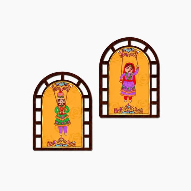 Rajasthani Kathputli MDF Wooden Wall Hanging