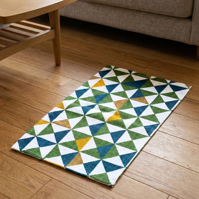 Saral Home Cotton Printed Rug (Green, 50X80 Cm)