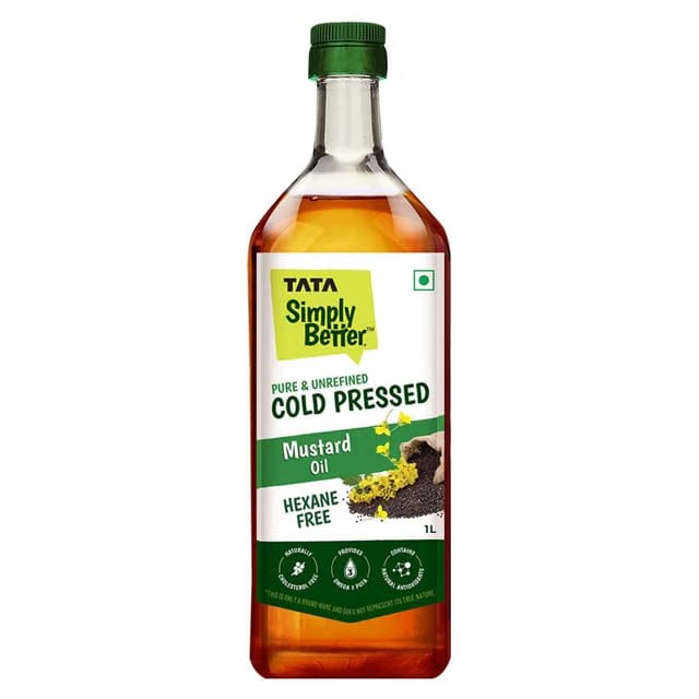 Tata Simply Better Pure & Unrefined Cold Pressed Mustard Oil,Naturally Cholesterol Free, 1L
