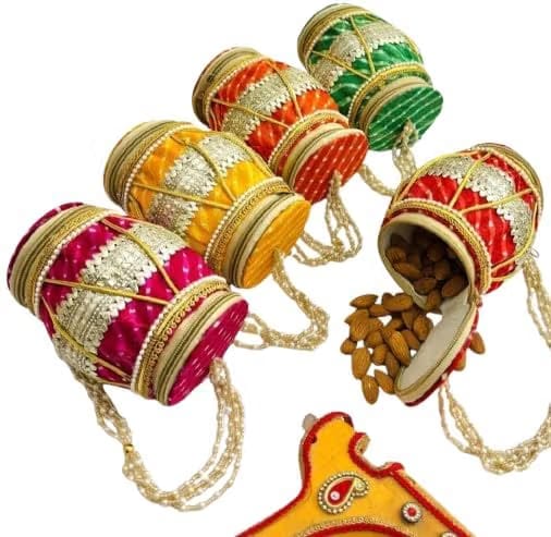 Dholak Design Wooden Dry Fruit Box Traditional Indian Handcrafted Decorative Serving Box Ethnic Festive wedding Gift Box