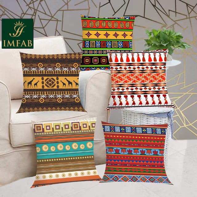 IM FAB Canvas Cotton 250TC Cushion Covers, 16X16 inches, Multicolour, Set of 5 Pieces
