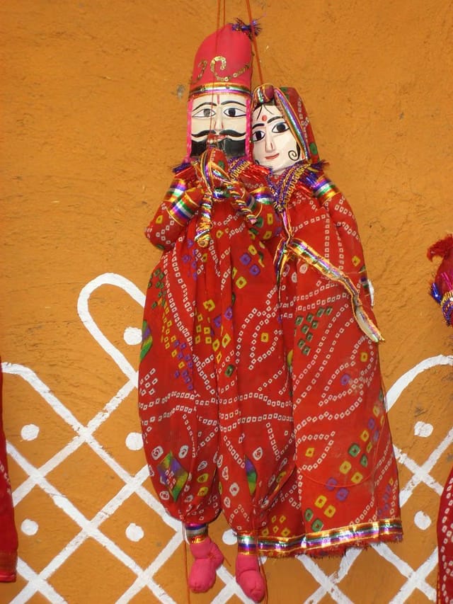 Traditional Handcrafted Rajasthani Wood Folk Puppets aka Kathputli aka Rajasthani Dolls Art