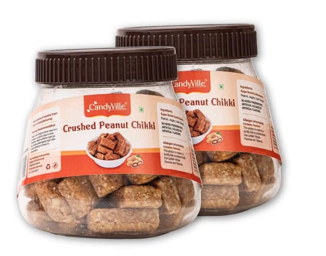 CandyVille Crushed Peanut Chikki |Traditional Sweets|Kadalai Mittai|Gazak|Made With Jaggery|No Plastic Wrappers