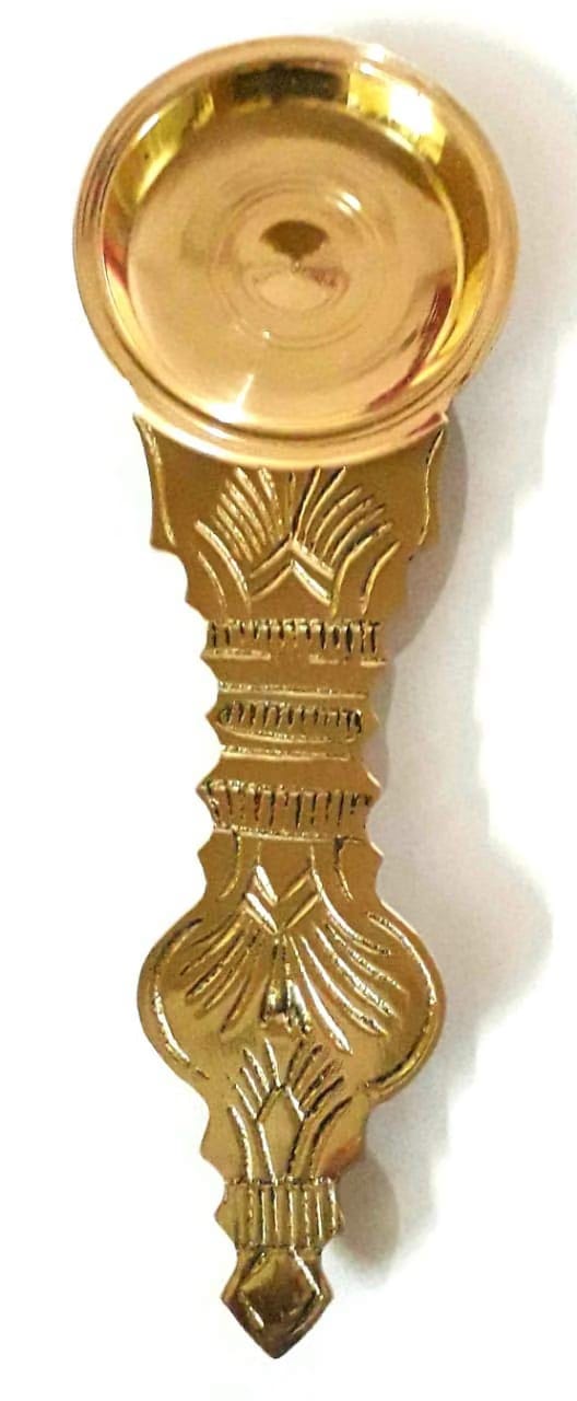 Yellow Brass Embossed Kapoor Aarti Kapur Burner Brass, kapur Dani, deepam, Vilakku Karpuram Arathi Stand for dhoop