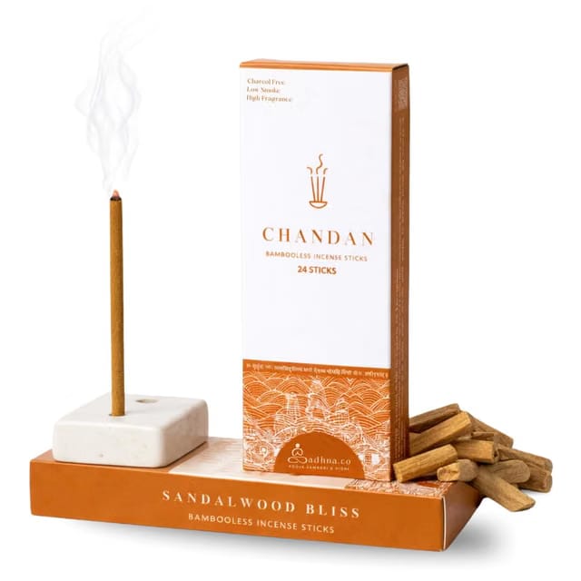 Sandalwood Bambooless Incense Sticks – Natural, Chemical-Free Agarbatti for Pooja