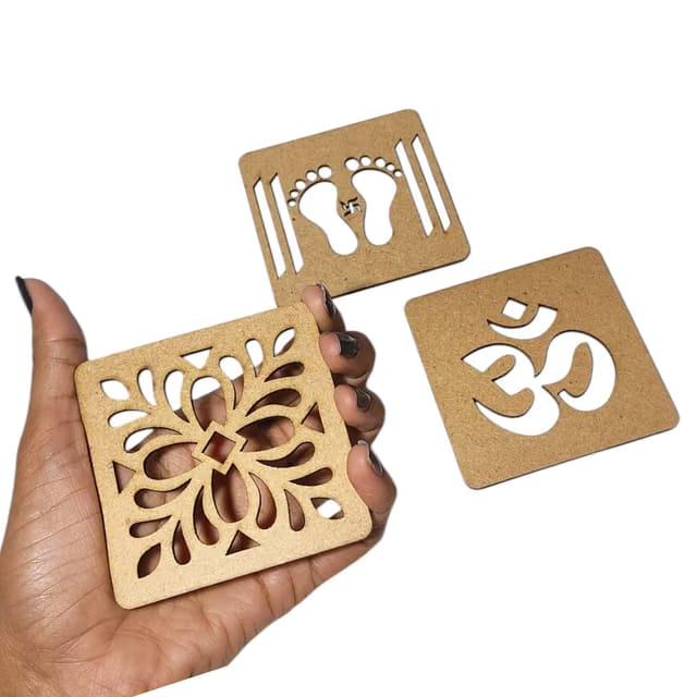 Wooden MDF Rangoli Stencil Set for Diwali & Pooja Decoration