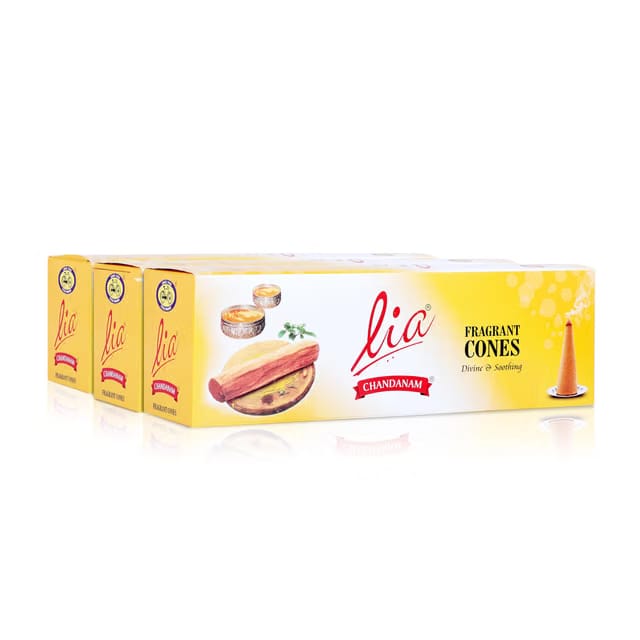 Cycle Pure Lia Chandanam Fragrant Dry Dhoop Cones - 192 Cones with Free Cone Holder, Chandan Fragrance for Daily, Puja