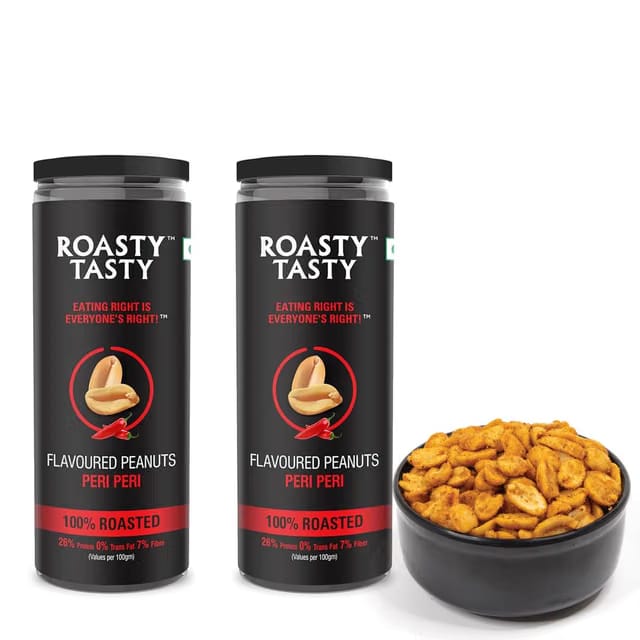 Roasty Tasty Peri Peri Flavour Roasted Peanuts|Healthy Snacks|Rich In Protein & Fibre|Roasted