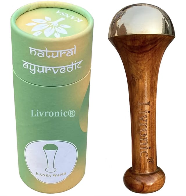 Kansa Wand (4.5 Cm Bronze With Natural Colour ) Face Foot Body Massager With Wooden Handle Ayurvedic Benefits Of Alloy
