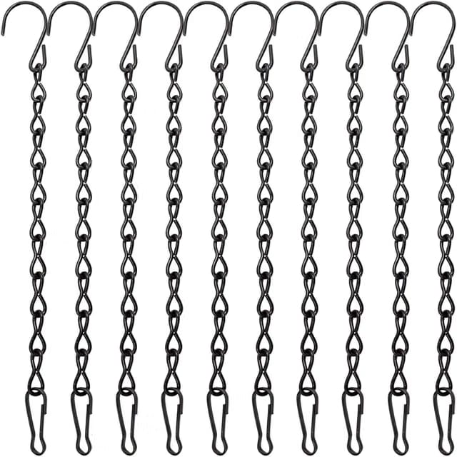 Metal Premium 16 Inches Single Loop Hanging Chains for Garden Planters, Bird Feeders, Billboards, Chalkboards, Planters