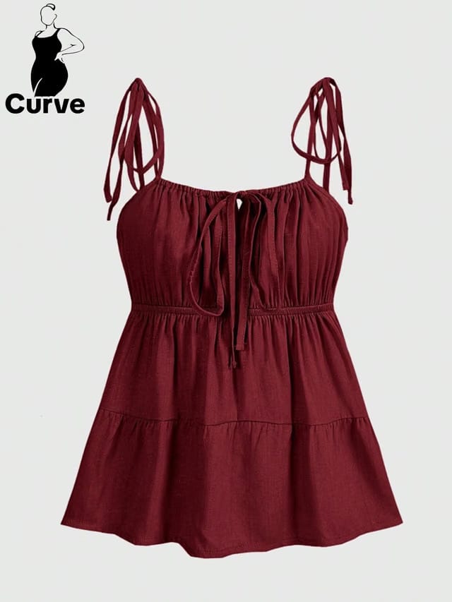 Women's Plus Size Tie Up Cami Top