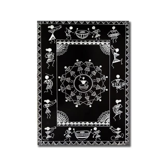 Sikhash Warli Art Canvas Paintings, Festival Celebration, Wall Art, Traditional Art, Painting for Wall Décoration