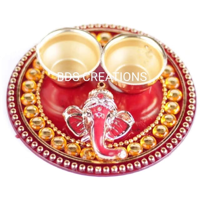 012 Designer Decorated Diya BHAIDOOJ, Engagement (15CM) Platter, Festive Diwali Pooja Floating Plate/THALI Pack of