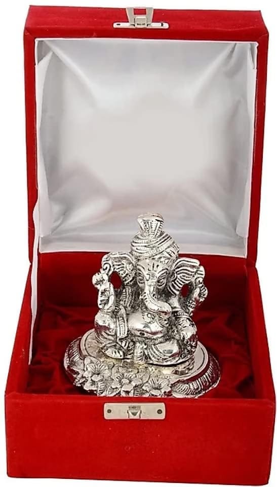 Silver Plated Lord Ganesh Idol - Perfect for Diwali, Birthday, Anniversary, Housewarming, Corporate, Wedding