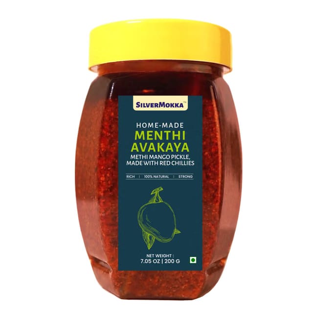 SilverMokka Traditional Andhra Mango Pickle - Menthi Avakaya 200g [SMALL Size]