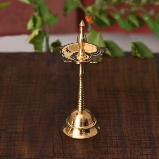Brass Fancy Kerala Diya Oil Lamp Stand- Samai Diya for Pooja-Traditional Diya for Diwali Puja