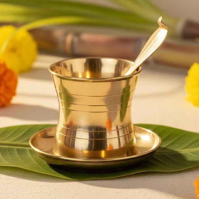 Brass Panchpatra with Achmani