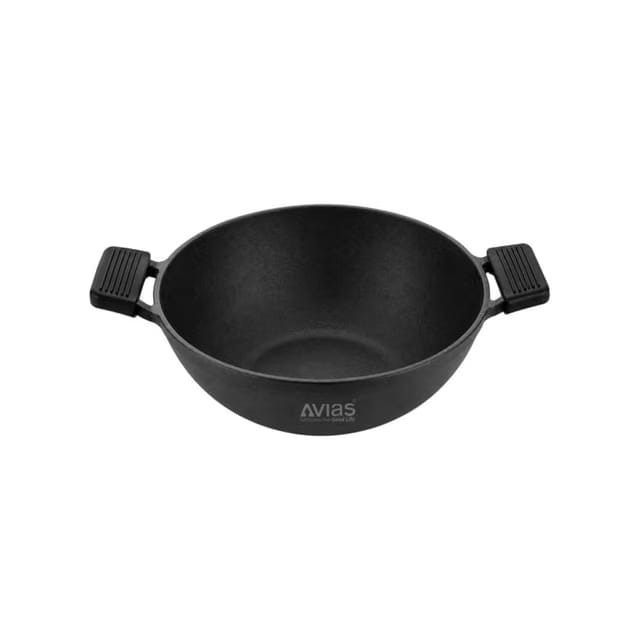 Pre-Seasoned Kadai with Silicone Handles (Cast Iron)