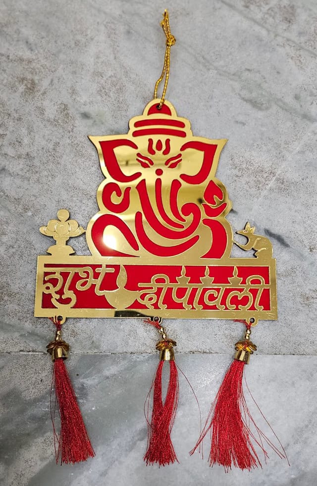 Shubh Deepawali with Ganesha Wall Hanging Latkan Decoration for Home Office,Diwali Decor Items
