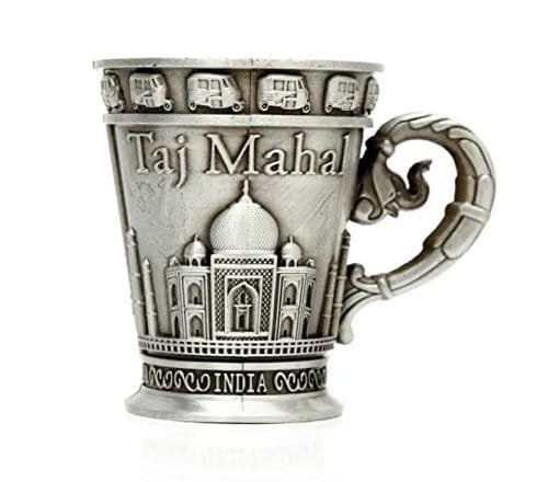 Souvenir Taj Mahal India Shot Glass,Metal Souvenir Cup,Perfect Souvenir for Home,Gifts and Travel (Grey Color)