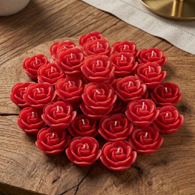 Red Floating Candles for Water Bowl & Diwali, 25 Pc