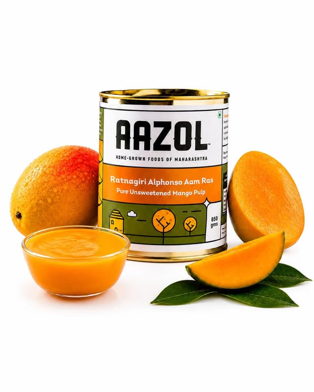 Aazol Ratnagiri Alphonso Aam Ras: Pure Unsweetened Mango Pulp