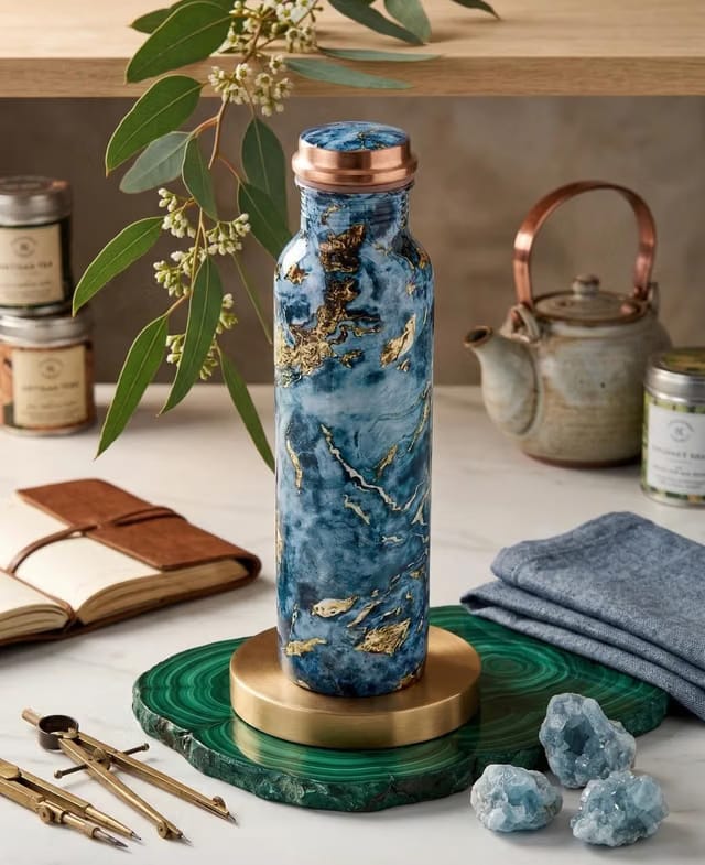 Thammar Luxury Printed Copper Water Bottle