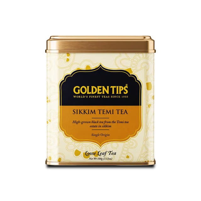 Golden Tips Garden Fresh Loose Leaf Temi Sikkim Black Tea Tin Can