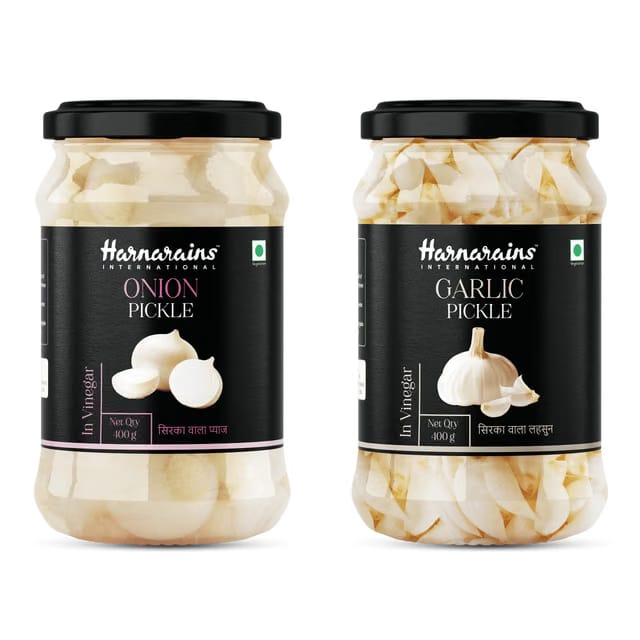 Harnarains Onion Pickle & Garlic Pickle in Vinegar 400gm ...