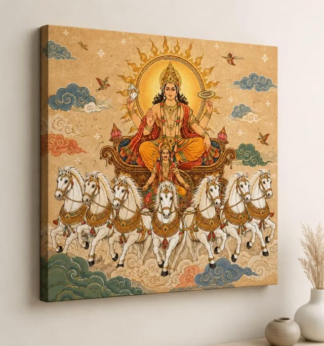 KUNJ CAR'T Madhubani Surya Dev Painting