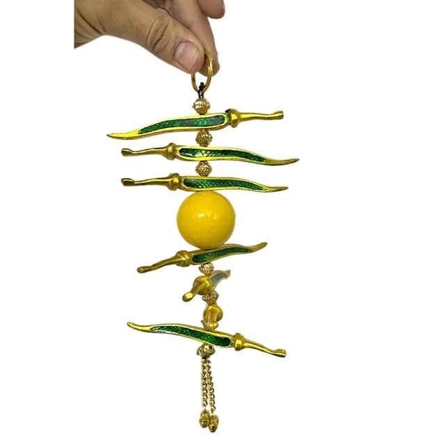 DT DECTONE Nimbu Mirchi Nazar Battu Wall Hanging for Home Decor, Living Room Décor, Evil Eye Protector Hanging