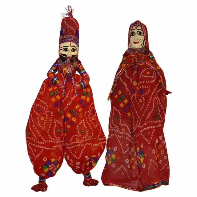 Trading Corporation Puppet Pair, Handcrafted, Kathputli, katputli Colorful, Wooden, Face String, Rajasthani Kaka kaki