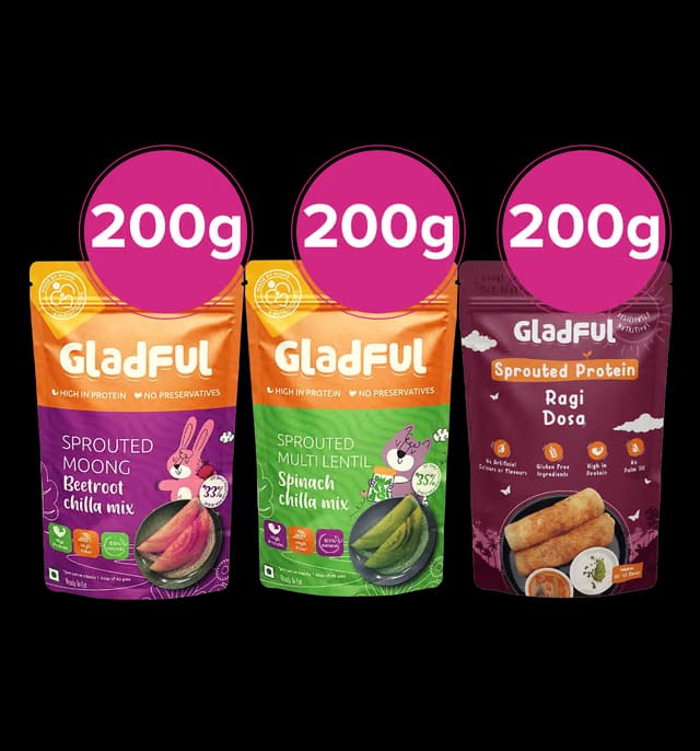 Gladful Protein Sprouted Chilla & Dosa( Gladful Sprouted Chilla Mix Beetroot,Gladful Sprouted Chilla Mix Spinach &