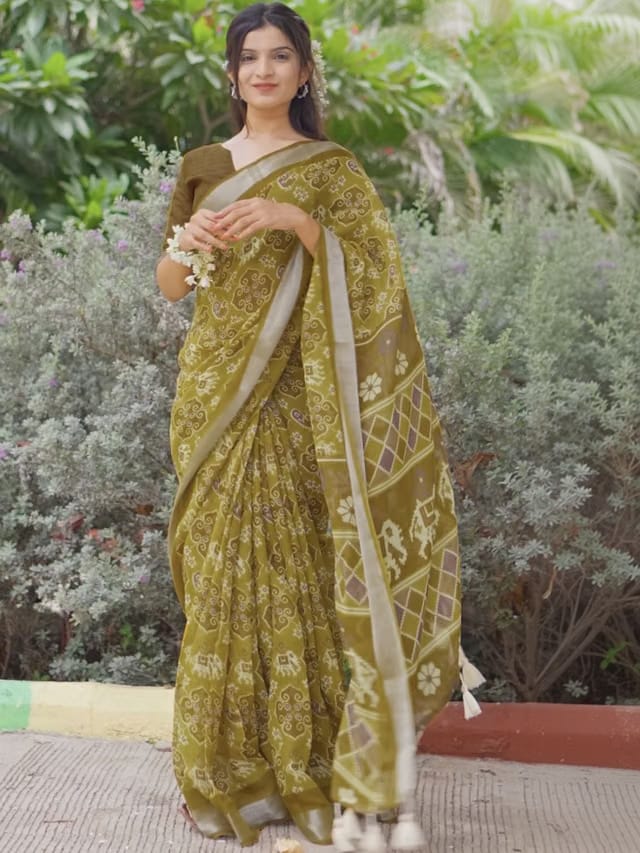 KALINI Ethnic Motifs Zari Ikat Saree