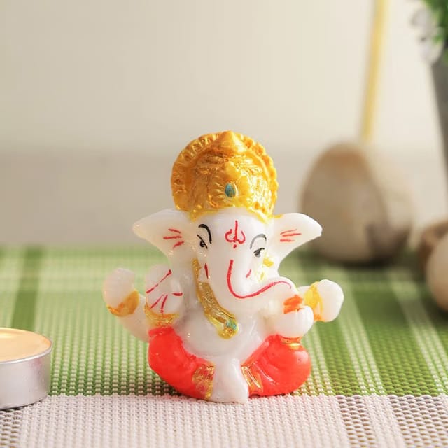 Ganesha Idol for Car Dashboard,Home Decor, Ganesh Murti Showpiece Gift - Car Dashboard Accessories Idols