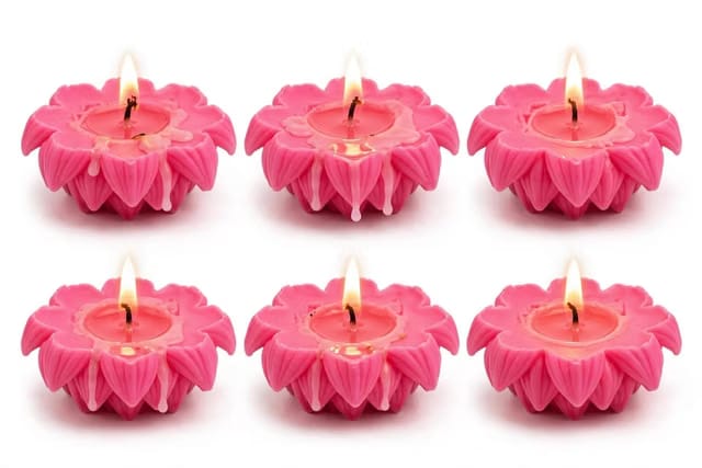 Pink Lotus Floating Candles for Diwali Decoration