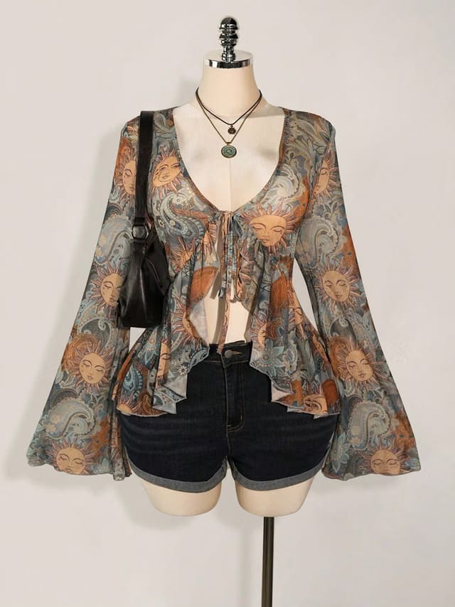 Women's Plus Size Tie Up Top