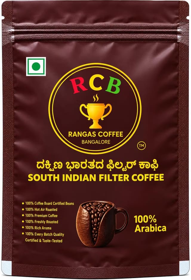 RCB Rangas Coffee South Indian Filter Coffee, 100% Arabica, Freshly Roasted Premium Coffee, Rich Aroma, Hot Air Roasted