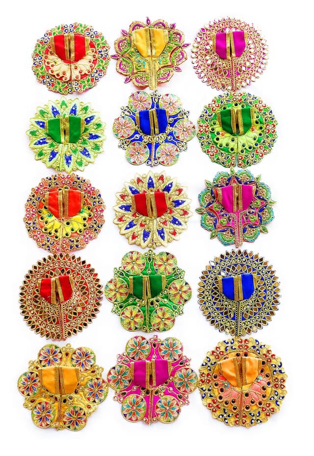 Thakurji Kanha/ Bal Gopal Krishna Laddu/Ladoo Gopalji Cotton Dress Poshak Set (Size 0, Multicolor )-Combo-10