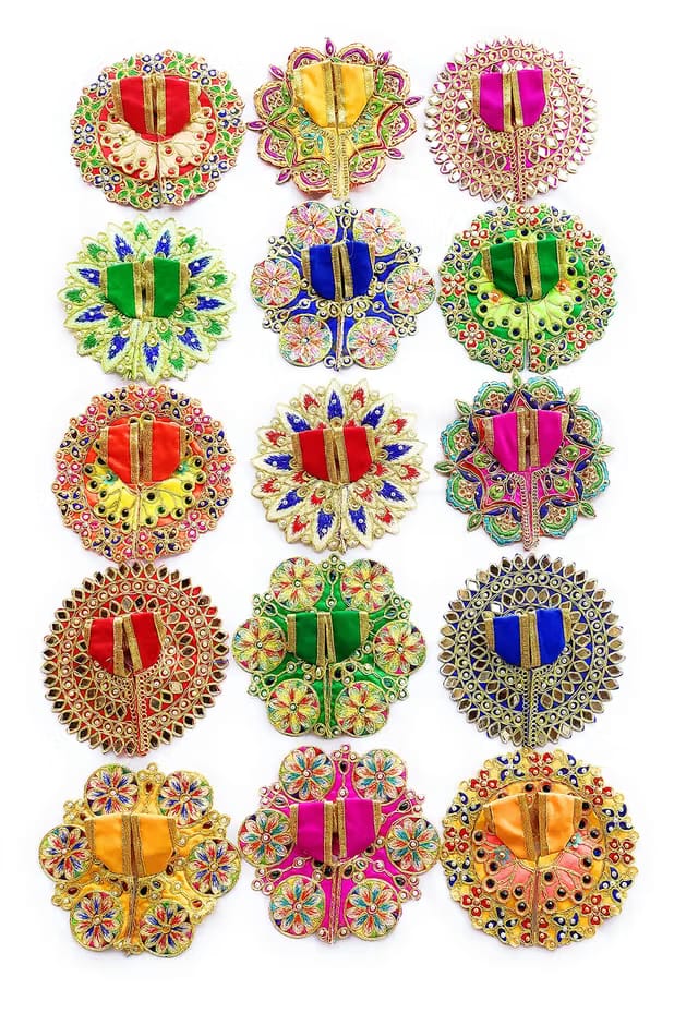 Thakurji Kanha/ Bal Gopal Krishna Laddu/Ladoo Gopalji Cotton Dress Poshak Set (Size 0, Multicolor )-Combo-10