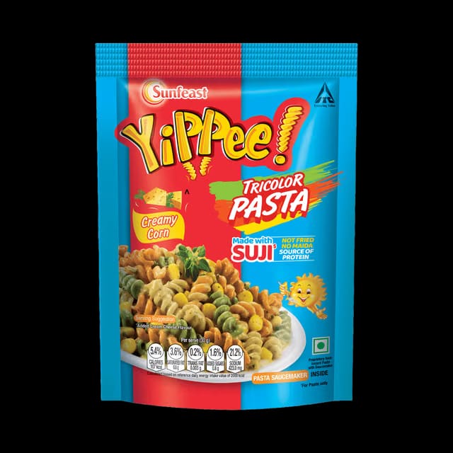 Sunfeast YiPPee! 100% Suji Tricolor Creamy Corn Pasta