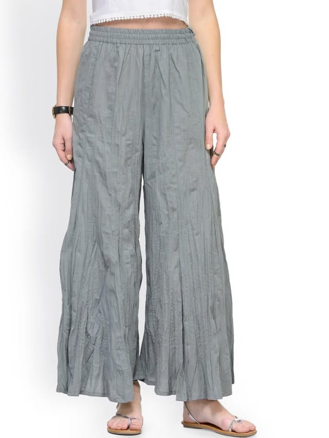 Women Grey Flared Ethnic Palazzos