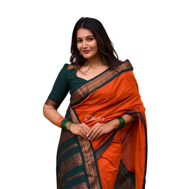 DHIHA Gadwal Cotton Saree for Women
