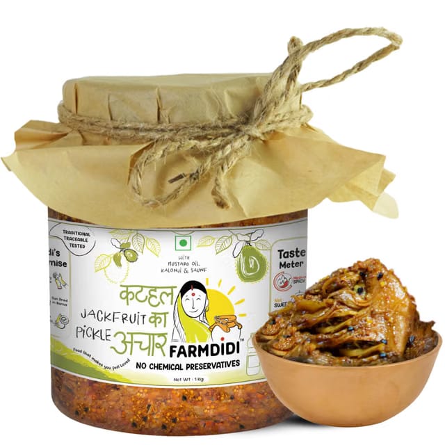 FarmDidi Jackfruit Pickle 1kg in Fresh Handmade Kathal Ka Achar in Mustard Oil Spicy & Tangy Homemade Pickle Traditional